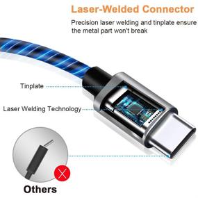 img 3 attached to 💡 OuTrade USB Type C кабель с подсветкой Flow - Быстрая зарядка для Samsung Galaxy/LG (Синий, 3.3 фута)