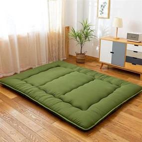 img 2 attached to 🛏️ Thick Portable Folding Floor Bed Mattress Pad - Green Japanese Shiki Futon Roll Up Guest Mattress for Camping or Guest Room - Twin Size