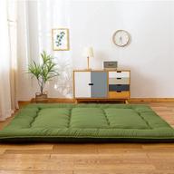 🛏️ толстый складной матрац для пола с переноской - зеленый японский shiki futon, раскладушка для гостей, предназначенная для кемпинга или гостевой комнаты - двуспальный размер. логотип