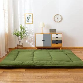 img 4 attached to 🛏️ Thick Portable Folding Floor Bed Mattress Pad - Green Japanese Shiki Futon Roll Up Guest Mattress for Camping or Guest Room - Twin Size