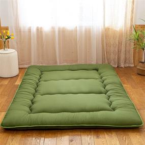 img 3 attached to 🛏️ Thick Portable Folding Floor Bed Mattress Pad - Green Japanese Shiki Futon Roll Up Guest Mattress for Camping or Guest Room - Twin Size