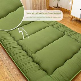 img 1 attached to 🛏️ Thick Portable Folding Floor Bed Mattress Pad - Green Japanese Shiki Futon Roll Up Guest Mattress for Camping or Guest Room - Twin Size