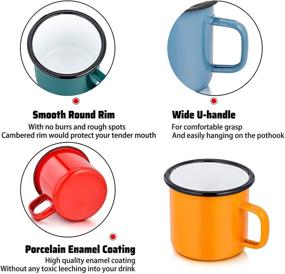 img 2 attached to ☕ P&P CHEF Enamel Camping Mugs Set of 6, 12oz Coffee Camp Small Enamel Tea Cups - Indoor and Outdoor Activities, Wide Handle & Smooth Rim, Portable & Durable, 350ml