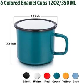 img 3 attached to ☕ P&P CHEF Enamel Camping Mugs Set of 6, 12oz Coffee Camp Small Enamel Tea Cups - Indoor and Outdoor Activities, Wide Handle & Smooth Rim, Portable & Durable, 350ml