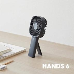 img 3 attached to 💨 Hands6 Portable & Rechargeable Mini Fan - 4 Level Wind Speed & Folding Stand - Desk and Outdoor Use (Midnight Blue)