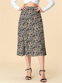 img 3 attached to 🌸 Allegra K Women's Floral Midi Skirt: Peasant Vibe, Elastic Waist, A-Line Ditsy Leaf Print