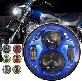 img 4 attached to 🔦 LED-фара диаметром 5,75 дюйма для мотоциклов Dyna Street Bob Super Wide Glide Low Rider Night Rod Train Softail Deuce Custom Sportster Iron 883 - черный кастомный Super Wide Glide Motorcycle, синий - высококачественная LED-фара для максимальной яркости