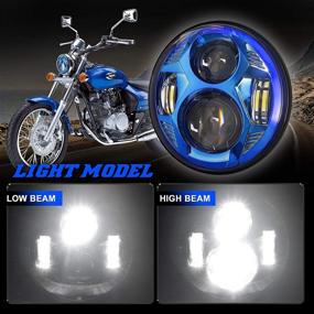 img 3 attached to 🔦 LED-фара диаметром 5,75 дюйма для мотоциклов Dyna Street Bob Super Wide Glide Low Rider Night Rod Train Softail Deuce Custom Sportster Iron 883 - черный кастомный Super Wide Glide Motorcycle, синий - высококачественная LED-фара для максимальной яркости