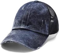 🧢 glitter distressed mesh girls baseball cap: criss cross ponytail hat for kids - perfect for high messy bun styling - sparkly ponycap logo