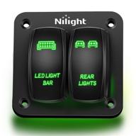 🚦 nilight 2 gang rocker switch panel green led light bar rear lights 12 24v dc switches 5pin on off pre-wired toggle switch panel for cars atvs utvs, 2-year warranty logo