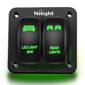 img 4 attached to 🚦 Nilight 2 Gang Rocker Switch Panel Green LED Light Bar Rear Lights 12 24V DC Switches 5Pin ON Off Pre-Wired Toggle Switch Panel for Cars ATVs UTVs, 2-Year Warranty