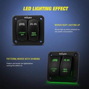 img 3 attached to 🚦 Nilight 2 Gang Rocker Switch Panel Green LED Light Bar Rear Lights 12 24V DC Switches 5Pin ON Off Pre-Wired Toggle Switch Panel for Cars ATVs UTVs, 2-Year Warranty