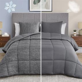 img 4 attached to 🛏️ Umchord Grey King Comforter Set: Reversible, Cooling, Lightweight, All-Season, 3-Piece Bedding
