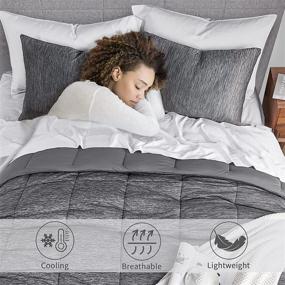 img 2 attached to 🛏️ Umchord Grey King Comforter Set: Reversible, Cooling, Lightweight, All-Season, 3-Piece Bedding