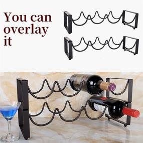 img 2 attached to VECH 1Tier Stackable Wine Rack: Classic Style Wine Holder for Bar, Cellar, Pantry - Holds 4 Bottles in Bronze Meta