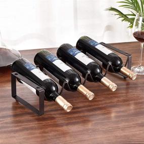 img 3 attached to VECH 1Tier Stackable Wine Rack: Classic Style Wine Holder for Bar, Cellar, Pantry - Holds 4 Bottles in Bronze Meta