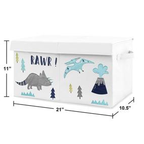 img 3 attached to 🦖 Multi-functional Toy Organizer for Mod Dinosaur Collection - Sweet Jojo Designs Navy Blue, Turquoise, and Grey Small Fabric Storage Box Chest for Baby Nursery or Kids Room