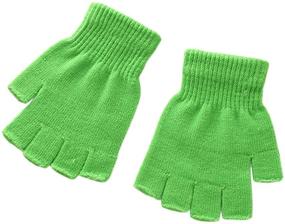 img 4 attached to X&amp;F Boys' and Girls' Solid Knitted Half Finger Mittens Typing Gloves, Small: Warm and Easy-to-Use Handwear for Kids