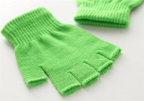 img 2 attached to X&amp;F Boys' and Girls' Solid Knitted Half Finger Mittens Typing Gloves, Small: Warm and Easy-to-Use Handwear for Kids