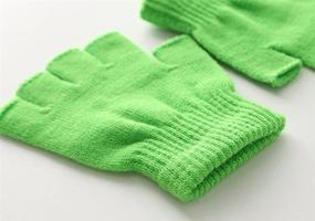 img 1 attached to X&amp;F Boys' and Girls' Solid Knitted Half Finger Mittens Typing Gloves, Small: Warm and Easy-to-Use Handwear for Kids