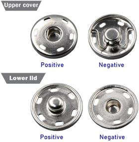 img 2 attached to 💎 High-Quality 50 Sets Sew-on Snap Buttons: Metal Fasteners for Sewing Clothing, 3/4" 19mm (Silver)