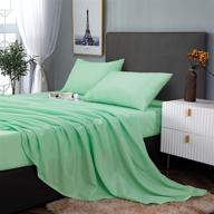 🛏️ gletu king sheet sets: soft brushed microfiber bedding for ultimate comfort and durability - wrinkle, fade, and stain resistant - cooling and luxurious - 4 piece bed sheet sets in cream green logo