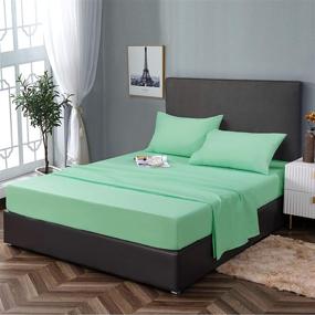 img 1 attached to 🛏️ GLETU King Sheet Sets: Soft Brushed Microfiber Bedding for Ultimate Comfort and Durability - Wrinkle, Fade, and Stain Resistant - Cooling and Luxurious - 4 Piece Bed Sheet Sets in Cream Green