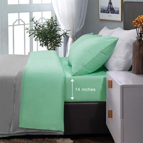 img 3 attached to 🛏️ GLETU King Sheet Sets: Soft Brushed Microfiber Bedding for Ultimate Comfort and Durability - Wrinkle, Fade, and Stain Resistant - Cooling and Luxurious - 4 Piece Bed Sheet Sets in Cream Green