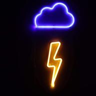 blue cloud and warm white lightning bolt neon signs - set of 2 pack, battery and usb powered led decorative night lights for bedroom, kids' gifts (cldb+lnb) логотип