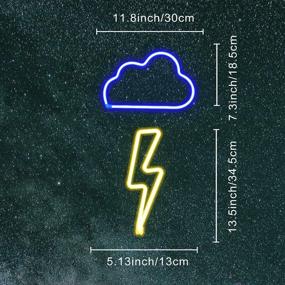 img 1 attached to Blue Cloud and Warm White Lightning Bolt Neon Signs - Set of 2 Pack, Battery and USB Powered LED Decorative Night Lights for Bedroom, Kids' Gifts (CLDB+LNB)