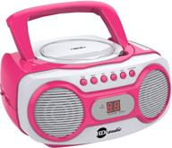 🎵 hdi audio sport portable stereo cd boombox cd-518 pink - am/fm radio, aux line-in, white/pink design logo