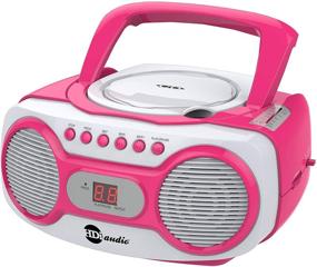 img 1 attached to 🎵 HDi Audio Sport Portable Stereo CD Boombox CD-518 Pink - AM/FM Radio, Aux Line-in, White/Pink Design
