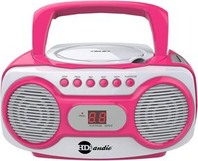img 3 attached to 🎵 HDi Audio Sport Portable Stereo CD Boombox CD-518 Pink - AM/FM Radio, Aux Line-in, White/Pink Design
