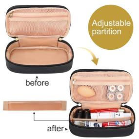 img 1 attached to Relavel Small Travel Cosmetic Bags for Women Girls - Makeup Bag with Dual Layer Compact Storage, Brush Holder Organizer, Black Zipper Pouch Cosmetic Case (Small, Black)