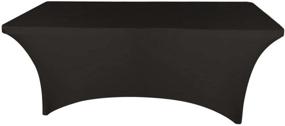 img 1 attached to Enhance Any Occasion with Banquet Tables Pro Black 6 ft. Rectangular Stretch Spandex Tablecloth!