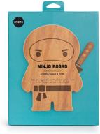 доска для мяса ototo ninja board - небольшая деревянная разделочная доска и набор ножей - идеальный кухонный подарок для нарезки фруктов и овощей - деревянная доска и нержавеющий стальной нож - 10 x 7 x 0,6 дюйма. логотип