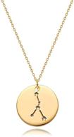 🌟 mevecco zodiac 12 constellation gold coin necklace with engraved horoscope sign, astrology pendant, connected stars, dainty personalized jewelry, 18k gold plated chain logo