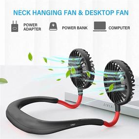 img 2 attached to Hands-Free Wearable Personal Fan - Neck Fan with Headphone Design, USB Rechargeable, 3 Adjustable Speeds, 360 Degree Rotation - Ideal for Home Office, Outdoor Travel