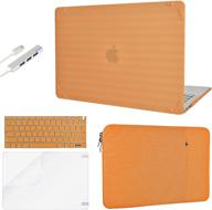 🎒 complete protection bundle: kecc laptop case for macbook air 13" retina (2021/2020, touch id) + keyboard cover, sleeve, screen protector & usb – a2337 m1 a2179 – custard luggage logo