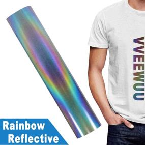 img 1 attached to 🌈 Vibrant Rainbow Holographic DIY Clothes HTV: Reflective Heat Transfer Vinyl Roll (12 inch x 5 feet)