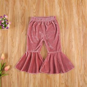 img 2 attached to 👖 TheFound Kids Velvet Ruffle Bell Bottom Flare Pants: Stylish Leggings for Toddler Little Girls