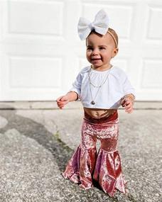 img 3 attached to 👖 TheFound Kids Velvet Ruffle Bell Bottom Flare Pants: Stylish Leggings for Toddler Little Girls