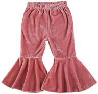 👖 thefound kids velvet ruffle bell bottom flare pants: stylish leggings for toddler little girls logo