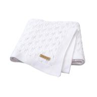 👶 mimixiong 100% cotton baby blanket: soft knit cellular toddler blankets for boys and girls - size 40x30 inch (white, 40&#34;30&#34;) logo