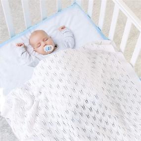 img 2 attached to 👶 Mimixiong 100% Cotton Baby Blanket: Soft Knit Cellular Toddler Blankets for Boys and Girls - Size 40x30 Inch (White, 40&#34;30&#34;)