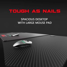 img 3 attached to 🎮 63 Inch Vitesse Ergonomic Gaming Desk, Z Shaped Office PC Computer Desk with Extra Large Mouse Pad, Gamer Tables Pro including USB Gaming Handle Rack, Cup Holder, and Headphone Hook, in Red
