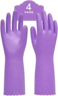 🧤 pacific ppe 4 pairs reusable dishwashing cleaning gloves - latex free, cotton lining, purple, medium - premium kitchen gloves for superior protection logo