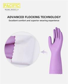 img 3 attached to 🧤 PACIFIC PPE 4 Pairs Reusable Dishwashing Cleaning Gloves - Latex Free, Cotton Lining, Purple, Medium - Premium Kitchen Gloves for Superior Protection