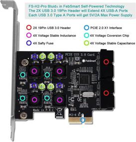 img 3 attached to 🔌 Enhance PC Connectivity with FebSmart FS-H2-Pro USB 3.0 Expansion Card - Windows Server, XP, Vista, 7, 8, 8.1, 10 Compatible