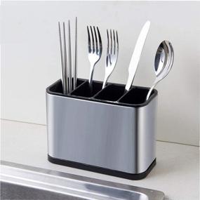 img 1 attached to 🍴 WAHSAN Stainless Steel Cutlery Holder: Premium Flatware Caddy Organizer, Perfect for Kitchen, BBQ, Picnics - 7 L X 3.4 W X 5 H